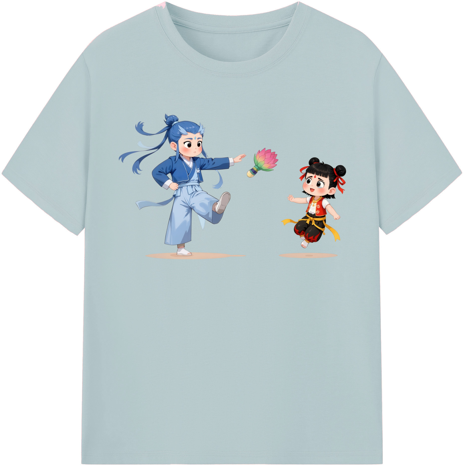 （画像用） Ne Zha 2 ナタ 魔童の大暴れ 綿100％半袖Tシャツ（フロントプリント）